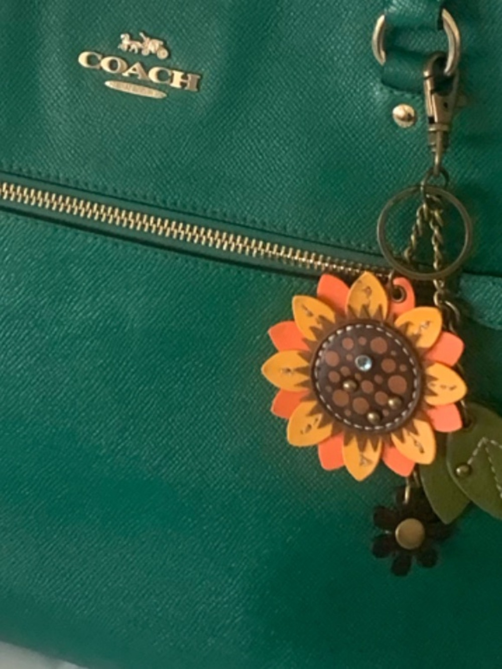 Coach Emerald Green Gallery Tote Bag + Chala keychain/Bag Charm - Picture 2 of 10